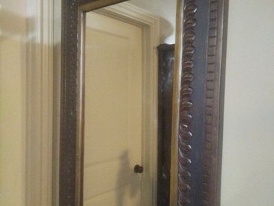 Ornate Dark Wood Framed Wall Mirror - Large Rectangular Accent Mirror