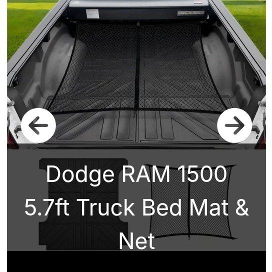 Dodge RAM 1500 5.7ft Truck Bed Mat & Cargo Net Kit - Friction-Resistant Bed Protection (NEW)