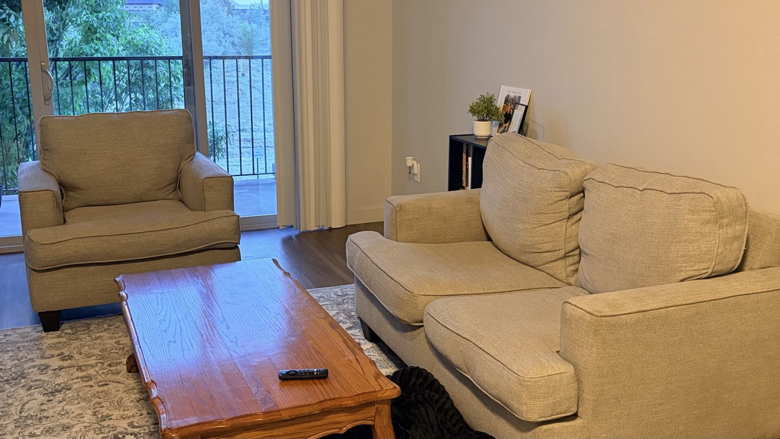 loveseat and sofa chair
