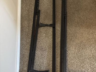 Black Metal Queen Size Bed Frame Rails & Center Support