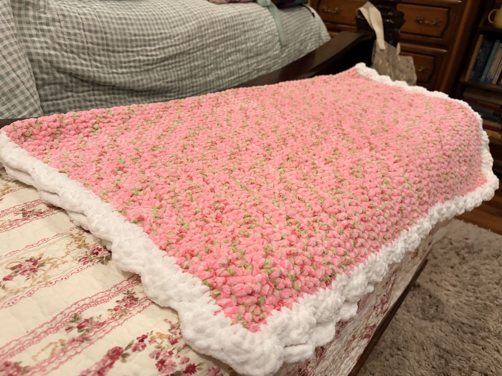 Handmade Pink Blossom tulip baby blanket