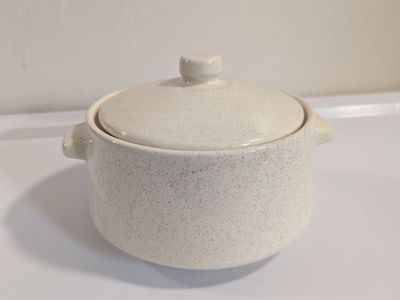 vintage speckled bean pot