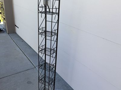 Tall vintage all metal shelf rack 61” T X 6” W X 5 1/2” D