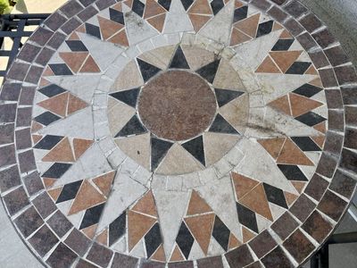 Outdoor Patio Bistro Set - Mosaic Tile Table & 2 Chairs - Durable Metal Frame - Great for Balconies