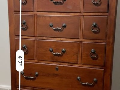 Wooden Tall Dresser / Chest of Drawers - 4'7" H x 3'1" W x 16.5" D, Multiple Drawers