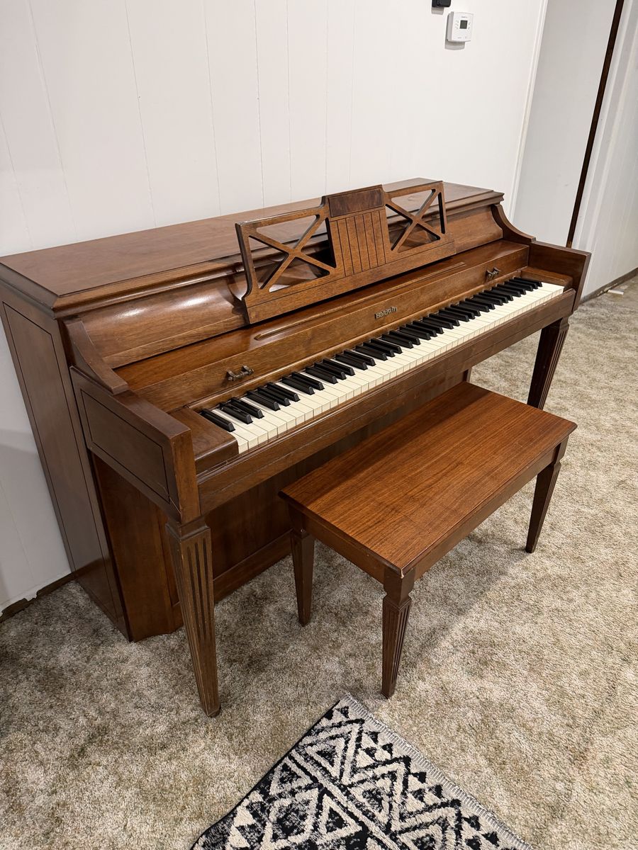 Baldwin Wood Finish Upright Piano with Matching Bench