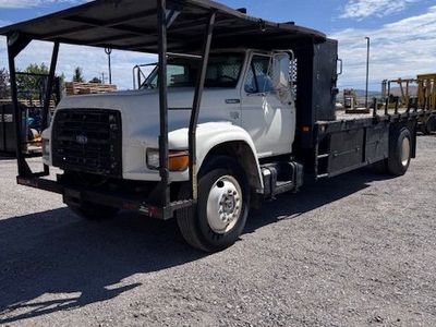 1996 Ford F-800 Diesel Flatbed Truck with Overshot