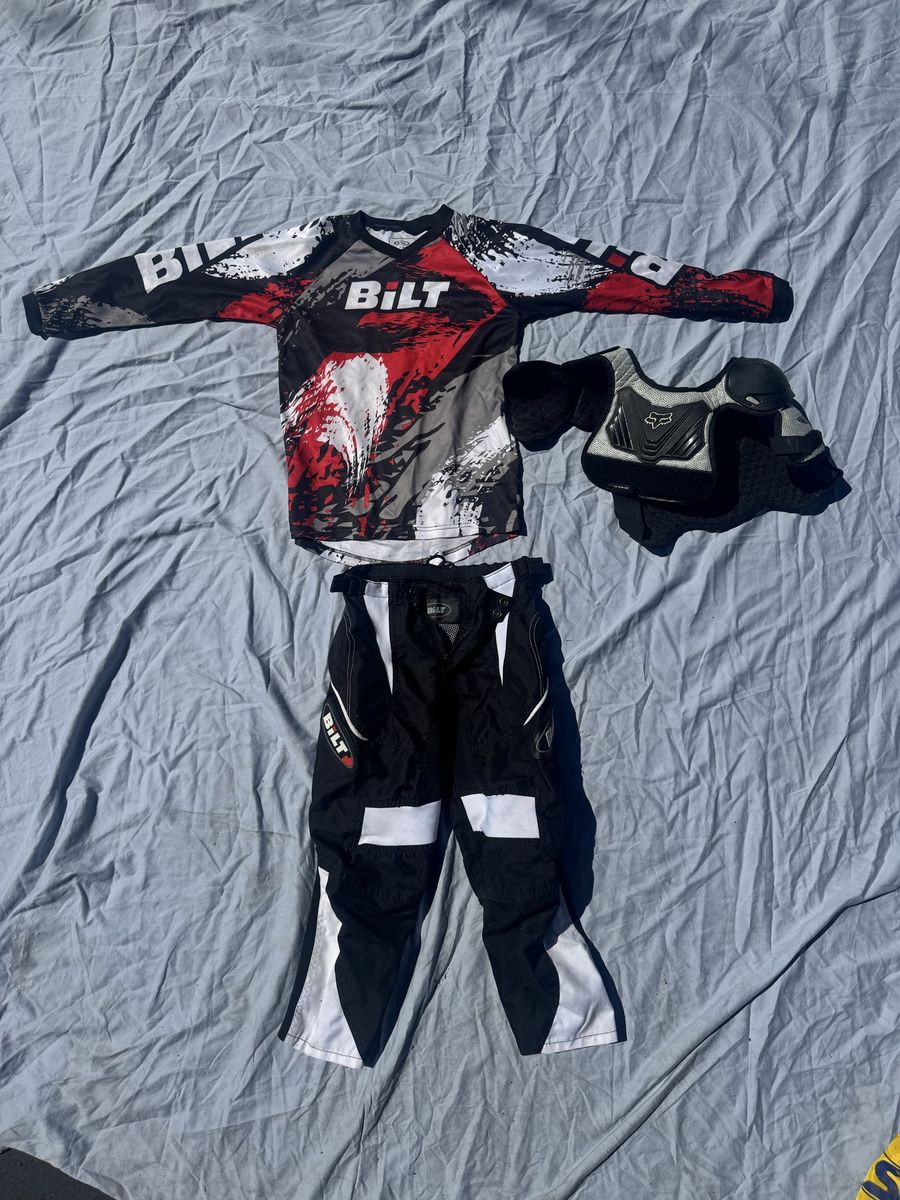BILT Motocross Youth Jersey & Pants Set (22Y) with Fox Racing Roost Deflector (S/M) - $50