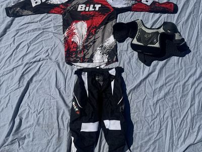 BILT Motocross Youth Jersey & Pants Set (22Y) with Fox Racing Roost Deflector (S/M) - $50