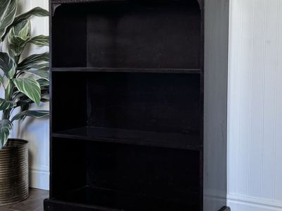 Vintage Black Ebonized Bookshelf with Drawers