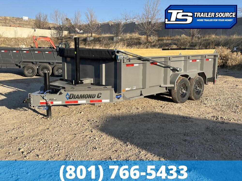 7x16 Diamond C LPT 207 Dump Trailer - 32" Sides - 15.5K GVWR - 14 Ply Tires, Board Brackets, Long Arm Tarp