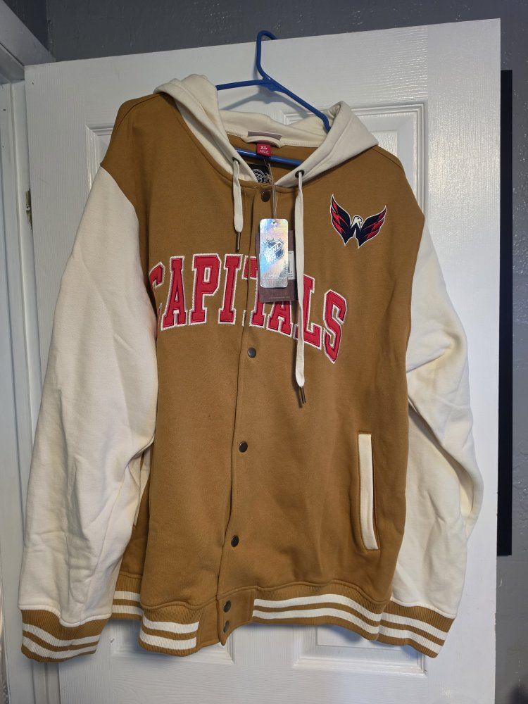 Mitchell & Ness Washington Capitals NHL Dusted Collection Button Fleece Hoodie - XL