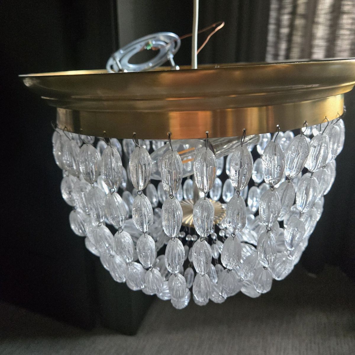 gold-crystal chandelier flush mount light fixture