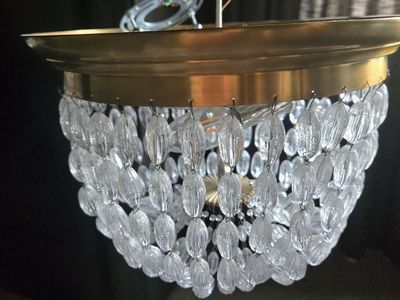 gold-crystal chandelier flush mount light fixture