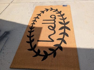 Calico Hello 36in. x 72in. Rectangle Coir Door Mat by Calloway Mills - Used