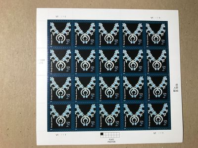 Sheet 20 NAVAJO JEWELRY STAMPS Indian Turquoise & Silver Squash Blossom Necklace