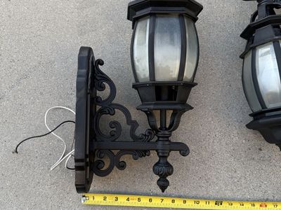 4 Black Cast Iron Outdoor Wall Sconce Lights - Vintage Style Exterior Lantern Fixtures