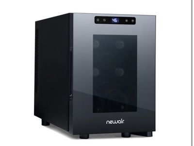 NewAir 10" Wine Fridge for 6 Bottles | Freestanding Wine Cooler Refrigerator with Glass Door |