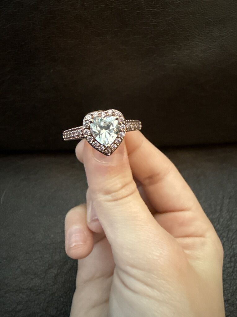 Rose Gold Heart 14K Pink & White Sapphire Ring