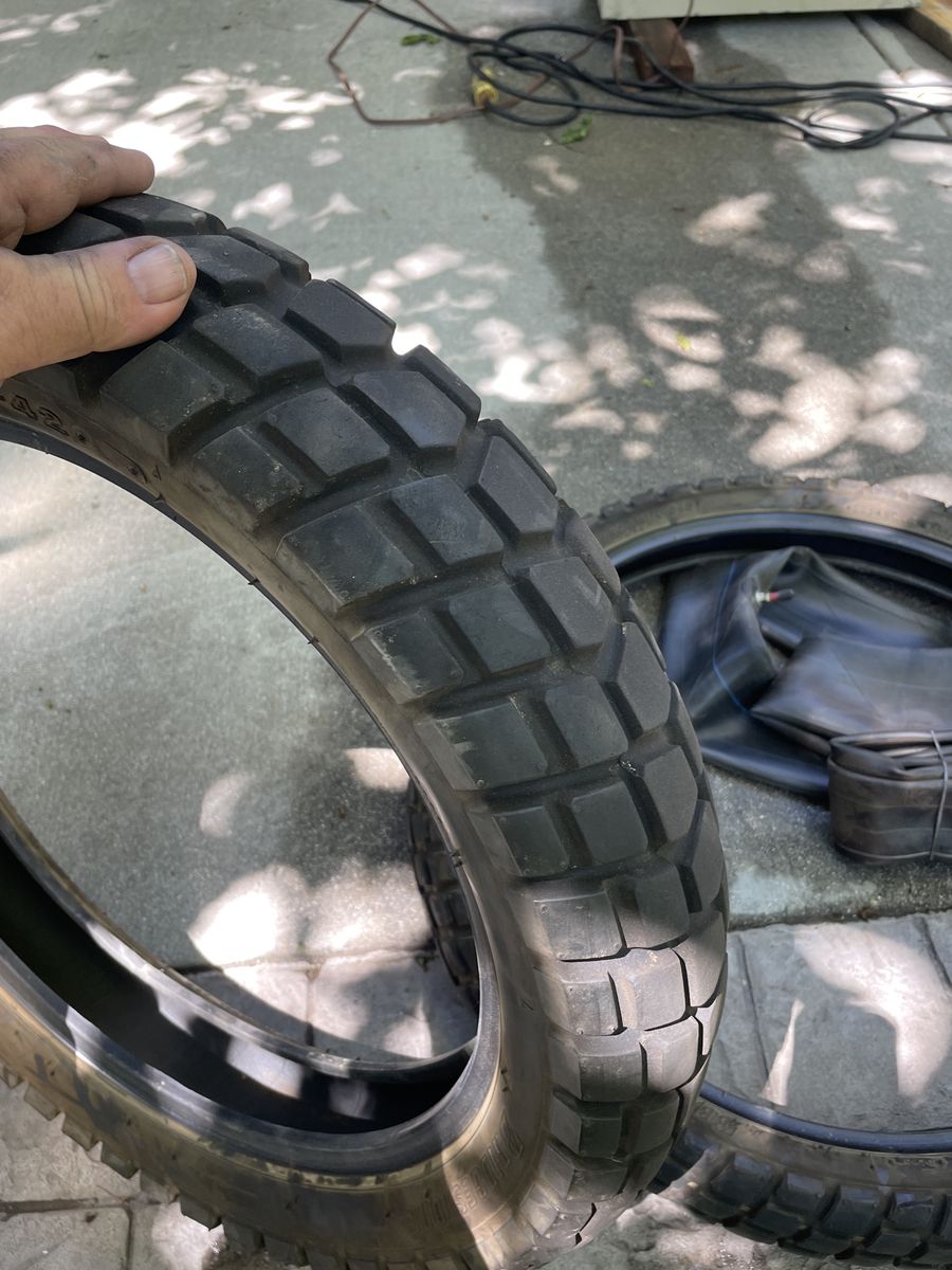 Motorcycle tires 120/90-17M/C 64S and 90/90-21M/C 54S