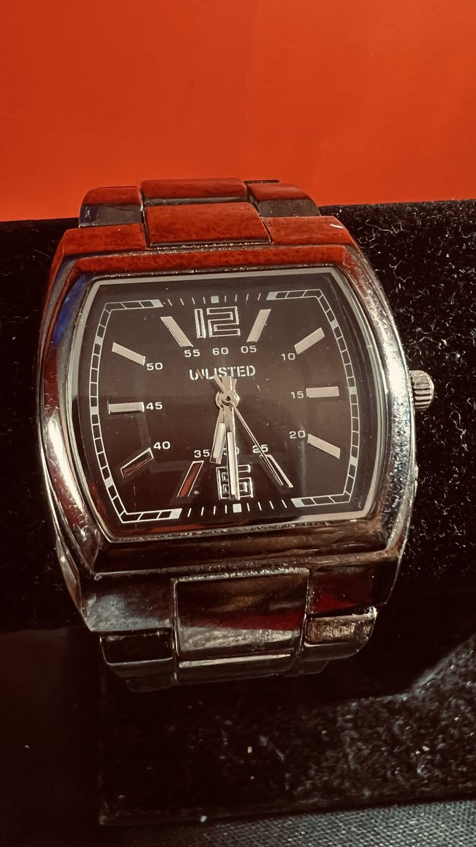 Unlisted Kenneth Cole Men's Square Case Analog Watch - Silver Tone & Black