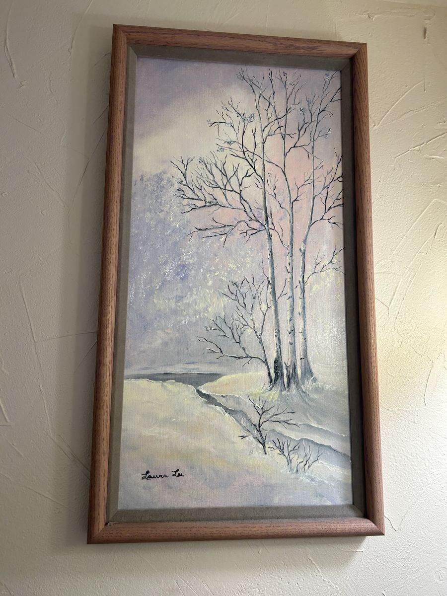 Original Signed Oil Painting – Winter Woodland Landscape – Framed