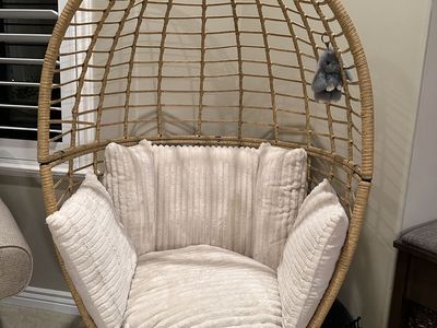 Boho Rattan Peacock Chair with Cushions