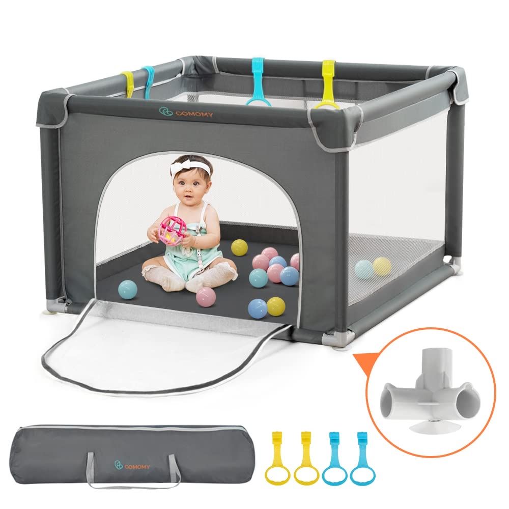 New! COMOMY Playpens for Babies and Toddlers, Small Baby Play Pens, Activity Center for Safe and Non-Slip Baby Fence, Full Mesh 