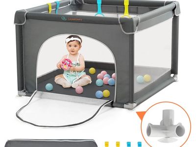 New! COMOMY Playpens for Babies and Toddlers, Small Baby Play Pens, Activity Center for Safe and Non-Slip Baby Fence, Full Mesh