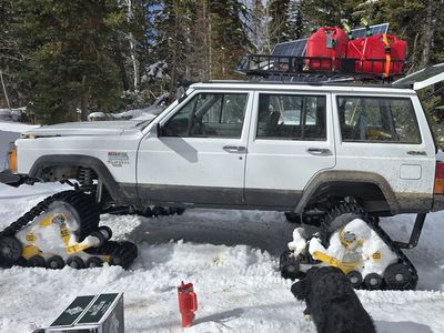 Jeep Cherokee Laredo 1992 with Mattracks tracks for winter fun