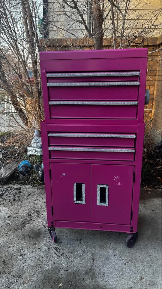 Pink Toolbox On Wheels