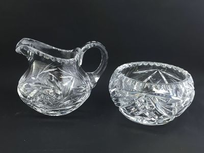 Vintage Cut Glass Creamer & Sugar Set