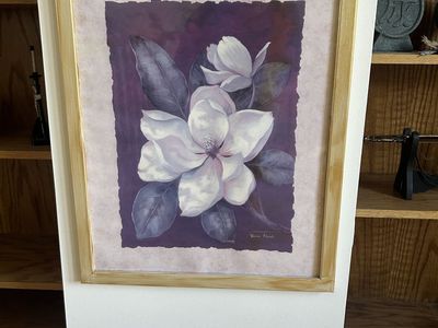 Framed Floral Wall Art Print – Soft Purple Magnolia Style