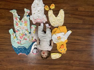 Cute Baby Doll & Newborn/0-3 Month Outfit Bundle - 3 Sleepers, Duck Costume, Bodysuits