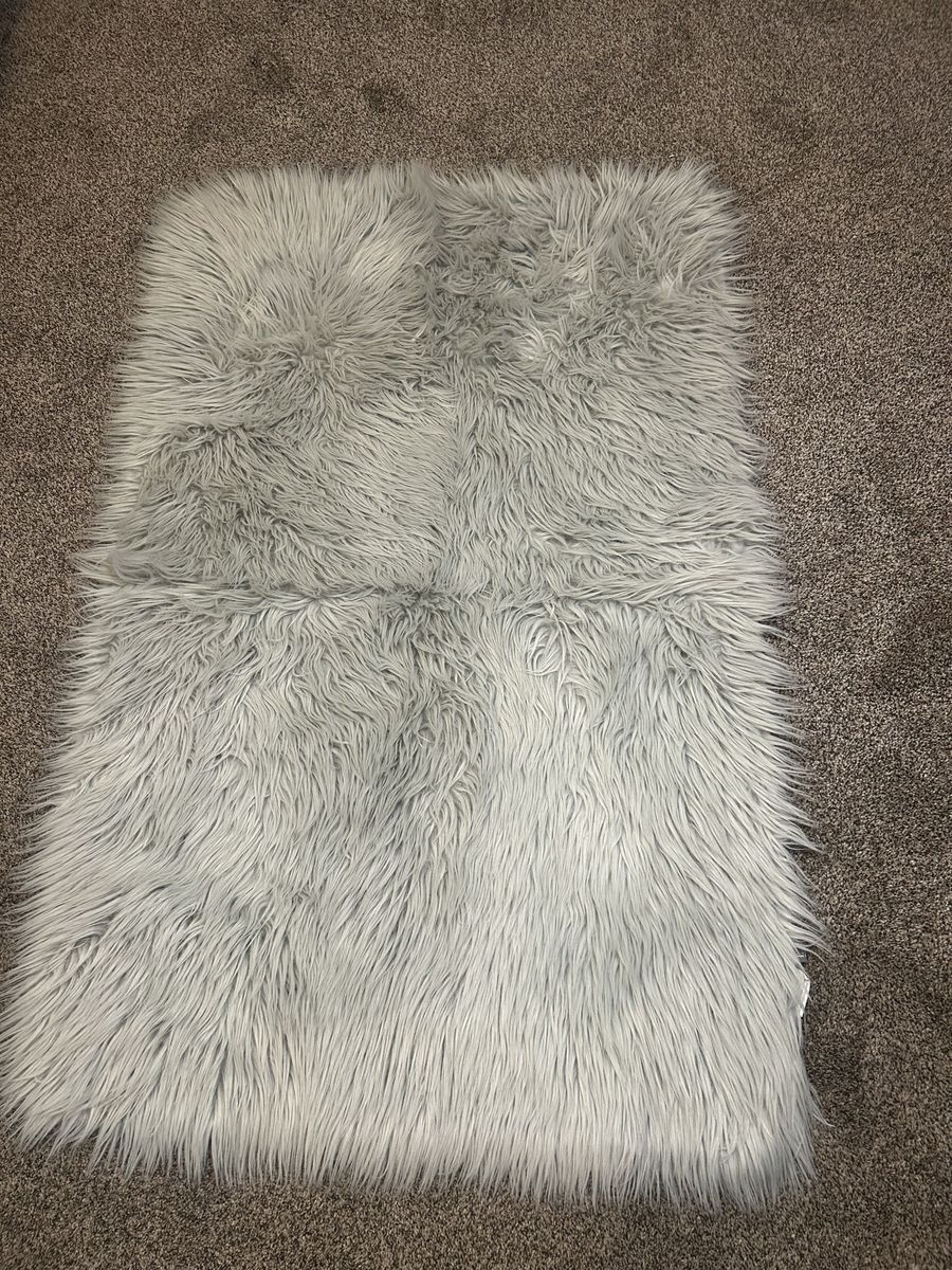 Light Gray Faux Fur Area Rug - Soft & Plush Home Decor