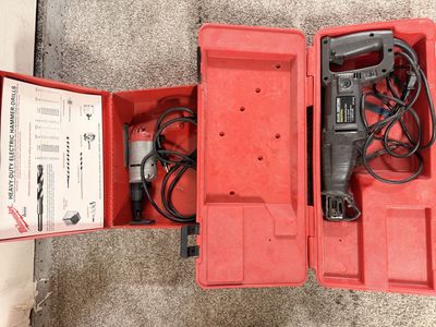 Vintage Milwaukee Hammer Drill & Sears Craftsman Industrial Reciprocating Saw Set with Cases