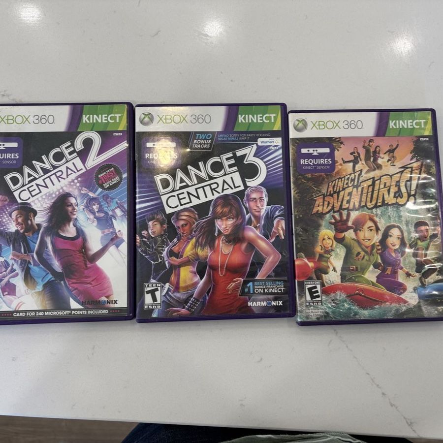Xbox 360 Kinect Game Bundle: Dance Central 2, Dance Central 3, and Kinect Adventures