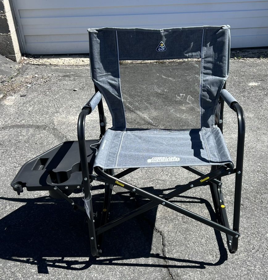 GCI Outdoor Freestyle Rocker with Side Table Rocker Chair - Heathered Pewter Gray