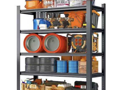 Huluwat 5-Tier Heavy Duty Steel Adjustable Garage Storage Shelving Unit in Black (47.2 in. W x 78 in. H x 18 in. D)