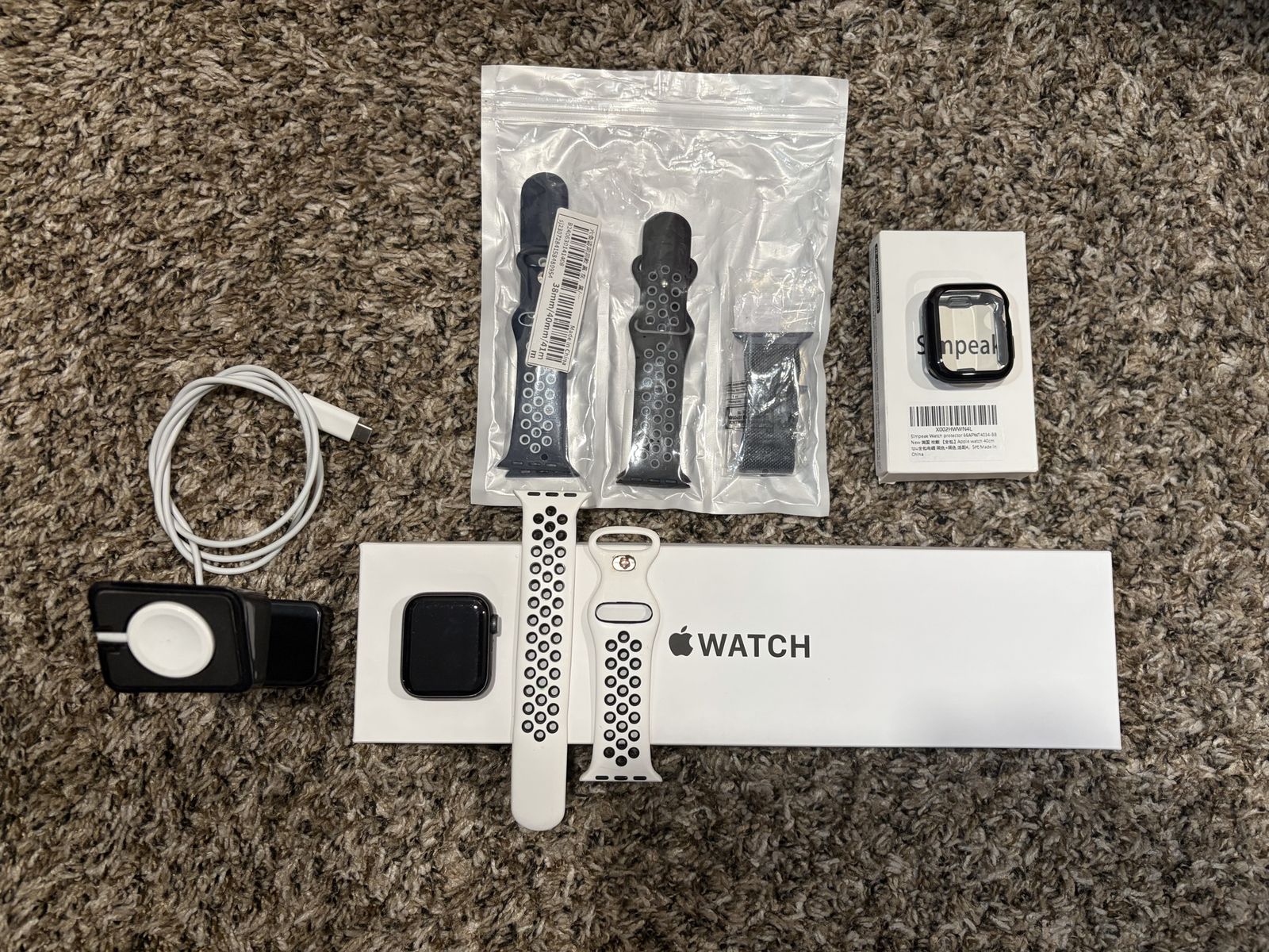 Apple Watch Series SE GPS 40mm Space Gray Aluminum with Sport Band and Accessories