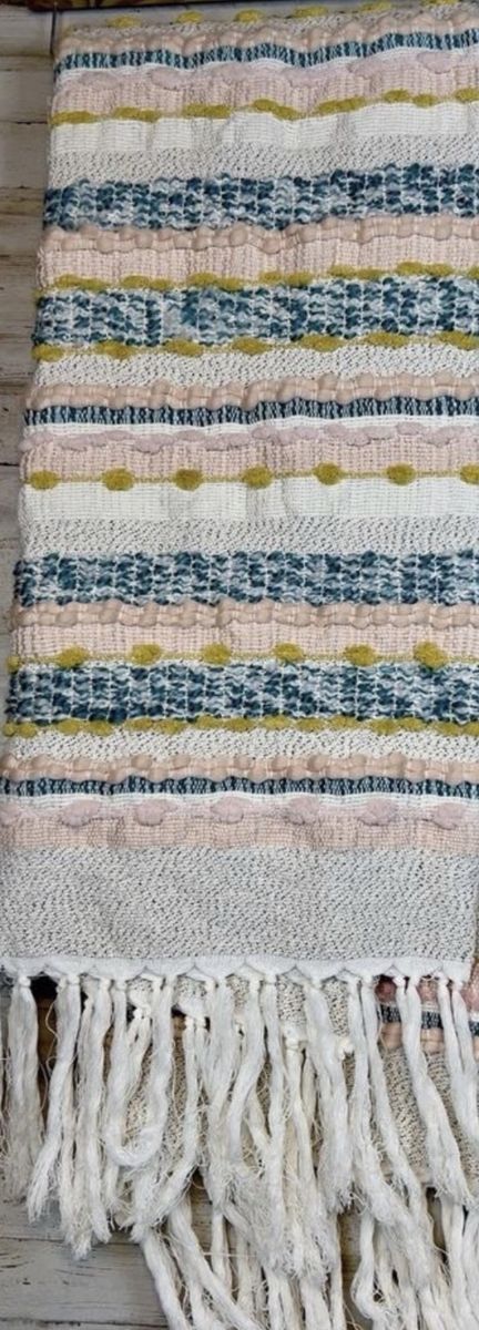 London Kaye Boho Woven Throw Blanket 50x60 Fringe