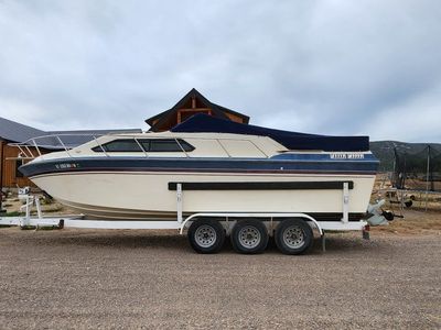 1984 Chaparrel Cobalt Cuddy Cabin Boat with Triple Axle Trailer, Cabin, Sink, and Portable Toilet