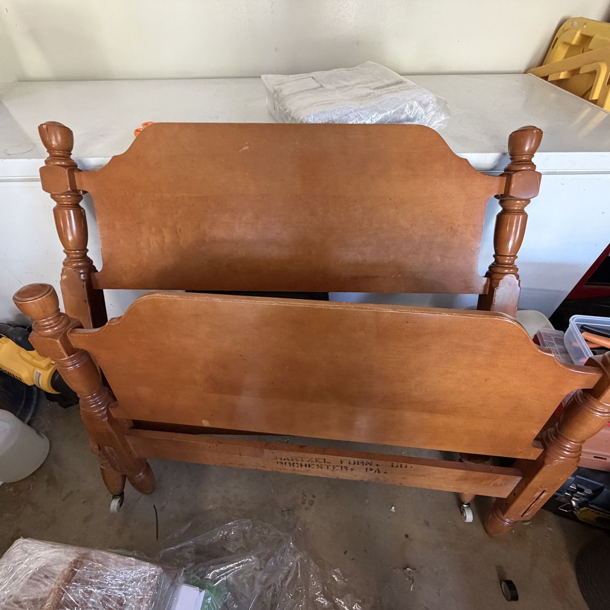 Mid-Century Colonial Style Solid Maple Twin Bed Frames