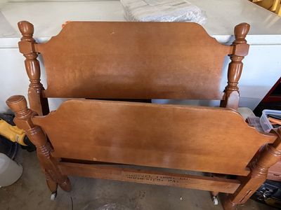 Mid-Century Colonial Style Solid Maple Twin Bed Frames