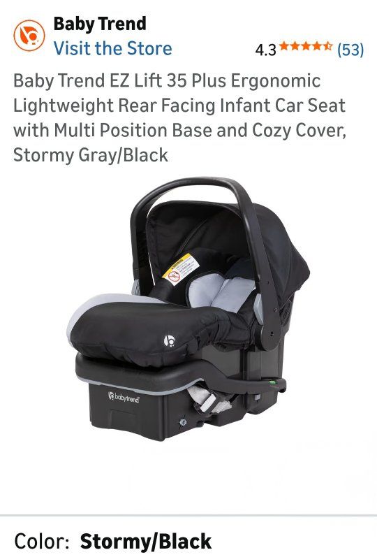New in box, Baby Trend EZ Lift 35 Plus Ergonomic Lightweight Rear Facing Infant Car Seat