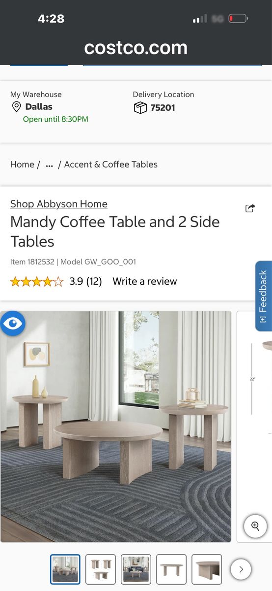 Mandy Coffee Table and 2 Side Tables