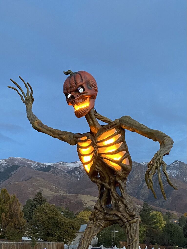 Inferno Pumpkin Skeleton 12FT Halloween Home Depot