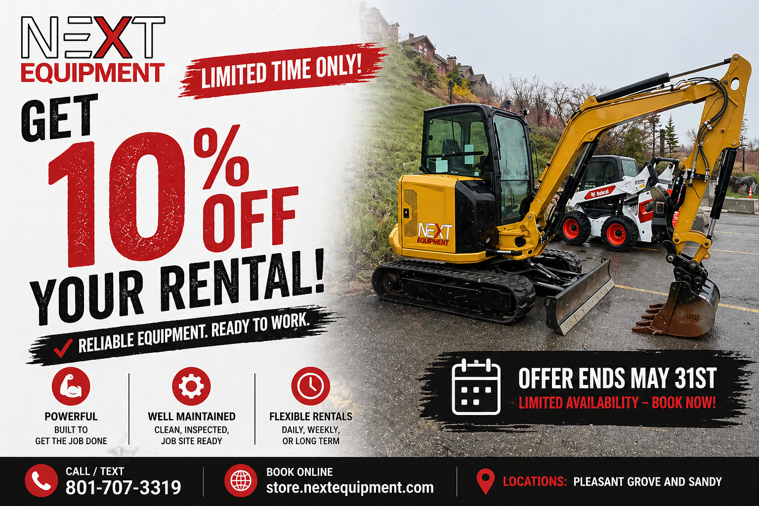 **See Description for Current Promotion** Mini Excavators for Rent! 2 Ton - 8 Ton. Top Quality Machines