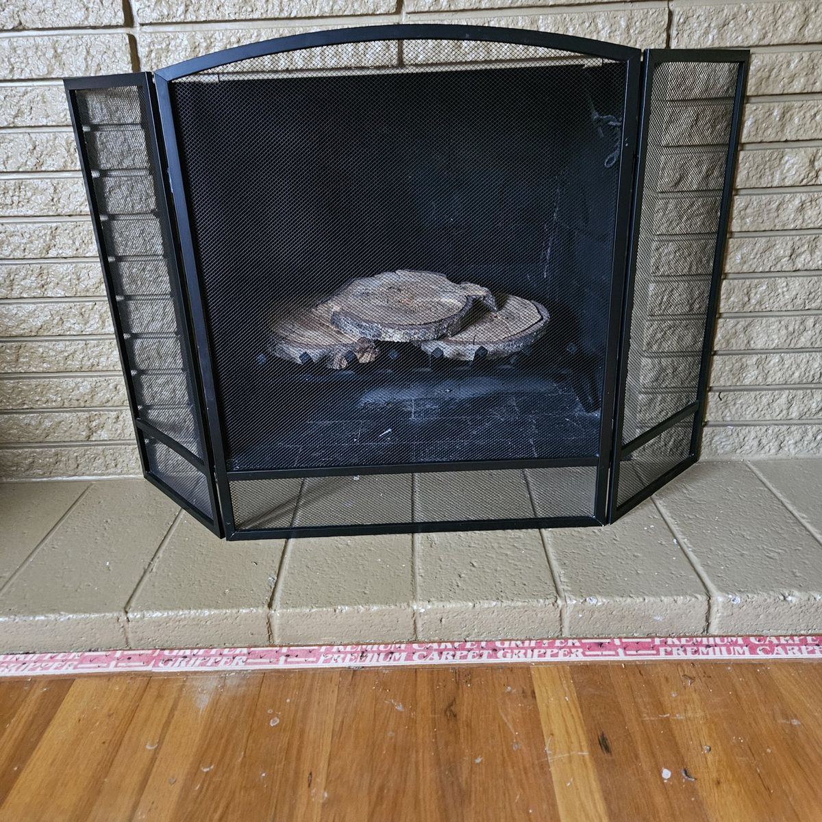 New black metal fireplace screen