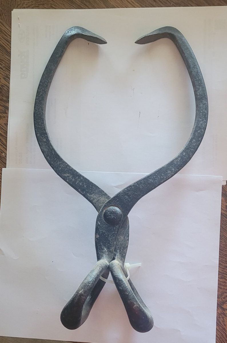 Vintage Blacksmith Tongs - Fireplace Tools - Rustic Farmhouse Decor - 19" Long